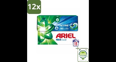 Ariel - 4in1 Wasmiddel Pods - Actieve Geurbestrijding - 15 Pods - Voordeelverpakking - 12 stuks - Ariel wasmiddel - Wascapsules