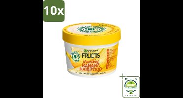 10 x Garnier - Fructis Hair Food Banana - 3-in-1 Haarmasker - Voedend - Droog Haar - 400 ml - Grootverpakking - Haar Masker - Kokosmelk Masker - Macadamia Masker - Droog Haar Masker - Normaal Haar Masker