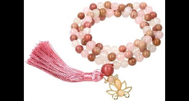 Mala lotus, rhodoniet, rozenkwarts & witte agaat - 42 cm