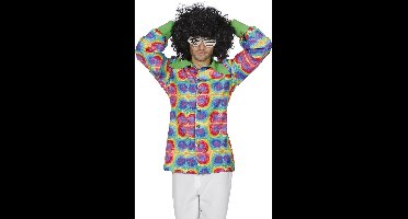 Wilbers & Wilbers - Hippie Kostuum - Hemd Schreeuwende Kleuren Man - Multicolor - Maat 48 - Carnavalskleding - Verkleedkleding