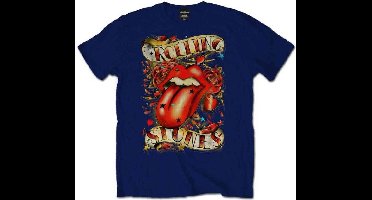 The Rolling Stones - Tongue & Stars Heren T-shirt - L - Blauw