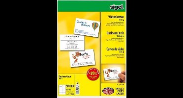 visitekaartjes Sigel 185grs 85x55mm pak a 600 stuks wit