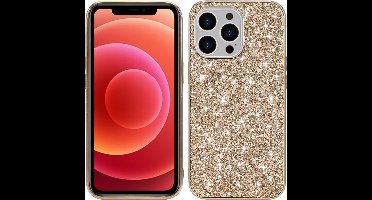 iPhone 15 Hoesje - Glitter Case Cover - Goud - Provium