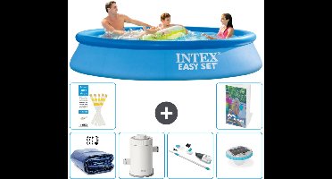 Intex Rond Opblaasbaar Easy Set Zwembad - 305 x 61 cm - Blauw - Inclusief Solarzeil - Zwembadfilterpomp - Stofzuiger - Verlichting - 7-delig