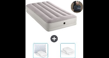 Intex Luchtbed - 1-Persoons - 99 x 191 x 30 cm - Grijs - Inclusief pomp - Kussen en Kussenbeschermer