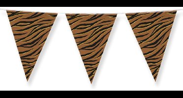 Dubbelzijdige Vlaggenlijn | Set á 3 stuks | Lengte: 10 meter | Thema: Tijger | Kleur: Bruin