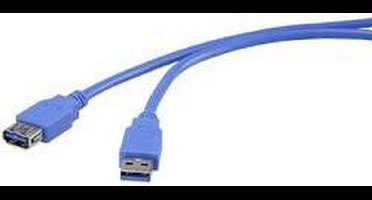 Renkforce USB 3.2 Gen 1 (USB 3.0) Verlengkabel 1.00 m Blauw Vergulde steekcontacten [1x USB 3.2 Gen 1 stekker A (USB 3.