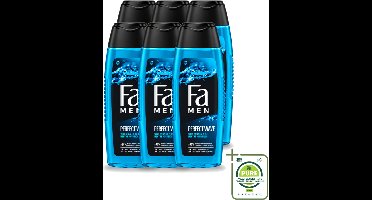 6 x Fa Men - Perfect Wave - 2 in 1 Douchegel & Shampoo - Menthol - 250 ml - Grootverpakking - Vaatwasstrips - Douchegel En Shampoo Voor Mannen - Menthol Geur - 2 In 1 Douchegel En Shampoo - Lichaam En Haar Verzorging - Verfrissende Douche