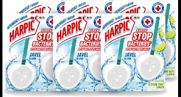 6 x Harpic - Toiletblok - Limoen - Met Bleek - 2 Blokjes - Voordeelverpakking - 6 stuks