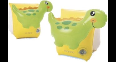 Intex zwembandjes 3D Dino -  3-6 jaar - collectie 2021 - new collection - zwembandjes - zwemmen - zwembad - vakantie - strand - baby - dreumes - peuter - kleuter - Dino - zwembandjes groen/geel - zwemvleugels