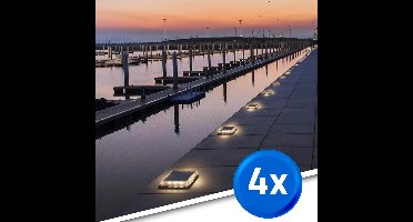 Solar buitenlamp - Grondspot 'Square' - Voordeelset van 4 stuks - Helder wit licht - Op zonne-energie