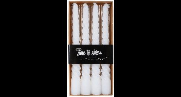 Gifts Amsterdam - Tafelkaars Twist – Set van 4 Gedraaide Kaarsen - Wit