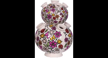 Daan Kromhout Design - vaas - tulpenvaas - 2 delig - wit - diverse kleuren - hoogte 26 cm - Ø 18 cm - aardewerk