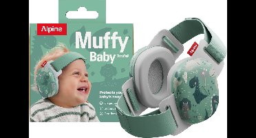 Alpine Muffy Baby Comfort (12-48 Maanden) - CE & ANSI Gecertificeerde Koptelefoon Baby - Verstelbare Gehoorbescherming Baby en Kinderen - Unieke Hoofdband voor Veilige & Comfortabele Pasvorm - 24 dB Demping - Happy Dinos