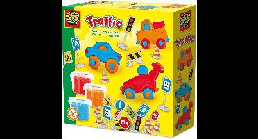 SES Creative Klei Set - Verkeer met 15 Verkeersborden - Vanaf 3 Jaar - 3 x 90 g - Boetseerklei - Glutenvrij - Schoencadeautjes Sinterklaas