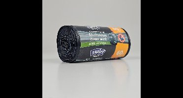 Swirl Vuilniszakken 60 Liter | Trekband | 24 Zakken | Gerecycled LDPE | 45 My | 68x73 cm - Swirl Afvalzakken 60 Liter, Extra Stevige Vuilniszakken