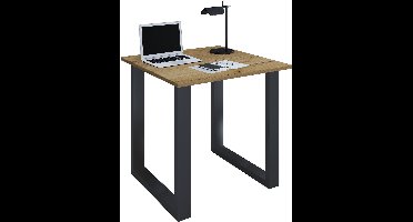Houten bureau Computerbureau Werkbureau Kantoormeubilair Lona U Aluminium Zilver