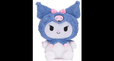Kuromi (Blauw) Hello Kitty Fluffy Pluche Knuffel 30 cm - Speelgoed Knuffels voor Kinderen Meisjes - Kat Cat Kitten Plush Toy