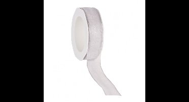 Wired organzalint Grijs – 38 mm × 20 m – Organza