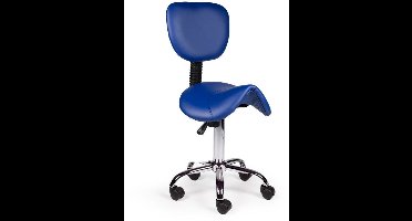Ergonomische Blauwe Zadelkruk met Rugleuning – Comfortabele Werkstoel met Wieltjes – Ideaal voor Kappers, Beauty & Medische Praktijken - Laag (40-57cm) / zonder Voetsteun / Standaard wielen