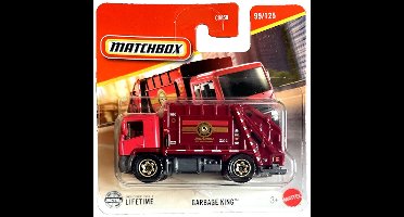 GARBAGE KING MATCHBOX CITY 99-125 RED TRUCK RECYCLING AUTO MATCHBOX 1:64 SHORT CARD