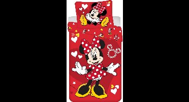 Disney Minnie Mouse Dekbedovertrek hearts - 140 x 200 cm - Katoen rood