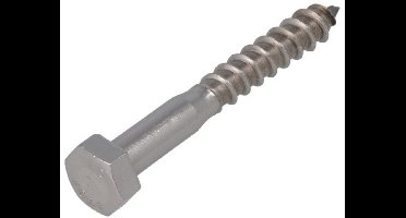Houtdraadbouten - DIN571 Zeskant - M8 x 35mm - RVS (25 stuks)