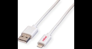 ROLINE 8pin naar USB 2.0 kabel voor iPhone, iPod, iPad, wit, 1,8 m