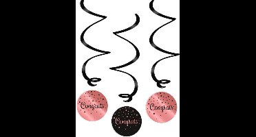 Swirl decorations rose/black - Congrats