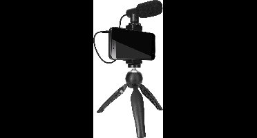 PULUZ, Stream en Vlog Pakket voor Smartphone met Stabiel Statief en Microfoon, Zwart