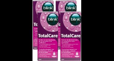 TotalCare - Alles-in-één Lenzenvloeistof 4 x 120ml - Voor Harde Lenzen - Reinigen Desinfecteren Bewaren Bevochtigen - Inclusief Lenshouder