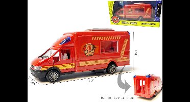 Brandweerwagen - Speelgoed brandweerauto - pull-back drive - Die cast voertuig - 17 CM