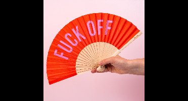 Fisura Houten waaier Fuck Off - Rood - Ideaal voor festivals en strand