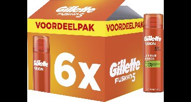 Gillette Fusion Scheergel - Met Amandelolie - Voor De Gevoelige Huid - voordeelverpakking 6 x 200ml
