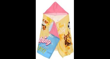 Paw Patrol badponcho badlaken strandlaken met capuchon - 130 x 60 cm - roze/geel - one size