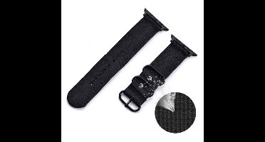 DrPhone SWB1 - Smart Watch Bandje - Roestvrij Staal Gesp - Nylon - Geschikt voor IOS Smartwatch 38/40/41mm - Zwart