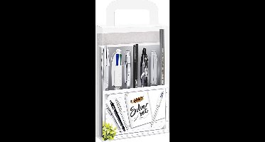 BIC Zilver schrijfset (1 notitieboek, 2 balpennen, 1 gelpen, 1 rollerbalpen, 1 permanente marker, 1 vulpotlood)