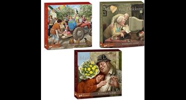 Marius van Dokkum. Set van 3 kaartenmapjes met dubbele wenskaarten True love - Quality time - Tuinfeest ( totaal 24 kaarten)