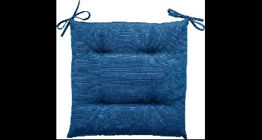 Hespéride Korai Stoelkussen met lintjes - Waterafstotend - Afneembare hoes - 40x40cm - Indigo