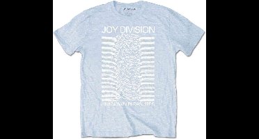 Joy Division - Unknown Pleasures White On Blue Heren T-shirt - S - Blauw