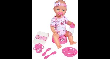 Simba - New Born Baby - Babypop - 43 cm - slapende ogen - roze - drink en plasfunctie - babypop