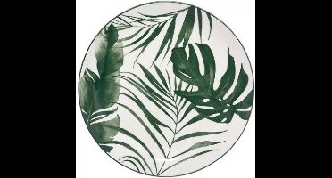 Borden palm bladeren - 6 stuks Borden  palm groen - 26cm porselein - 6 stuks