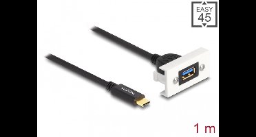 Delock Easy 45 Module SuperSpeed USB 10 Gbps (USB 3.2 Gen 2) USB Type-A female to USB Type-C™ male with pigtail, 22,5 x 45 mm