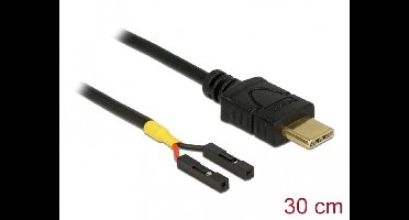 Delock Cable USB Type-C™ male > 2 x pin header female separate power 30 cm