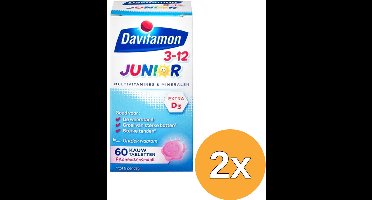 2x Davitamon Junior 3+ framboos (60 kauwtabletten)