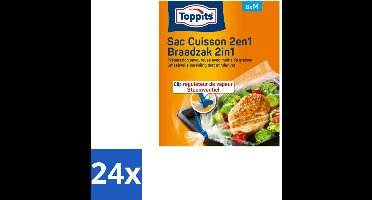 24 x Toppits – 2-in-1 Braad- & Stoomzakken – Maat M – 8 Zakjes - Braadzakken Oven - Braadzakken Magnetron - Gezond Koken - Smaakvol Koken - Vetvrij Bakken