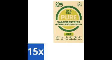 15 x The Good Brand - Vaatwasstrips - Lime- 20 wasbeurten - Vaatwasstrips - Plantaardig Wasmiddel - Duurzaam Vaatwasmiddel - Limoen Geur - Biologisch Afbreekbaar