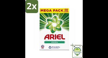 Ariel Original - Waspoeder - Witte en Lichtgekleurde Was - 50 Wasbeurten - Voordeelverpakking - 2 stuks - Ariel Original - Waspoeder