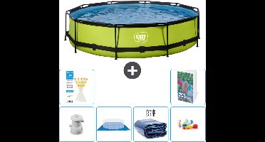 EXIT Rond Lime Frame Zwembad - 360 x 76 cm - Inclusief Pomp - Grondzeil - Solarzeil - Speelgoed - 7-delig
