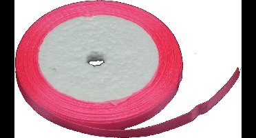 Satijn lint fel Roze, 6 mm, rol circa 25m